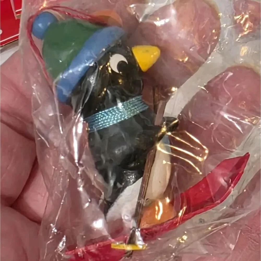 New - Set Of 11 - Vintage 1980's Midwest Importers Wood Penguin Ornaments 2